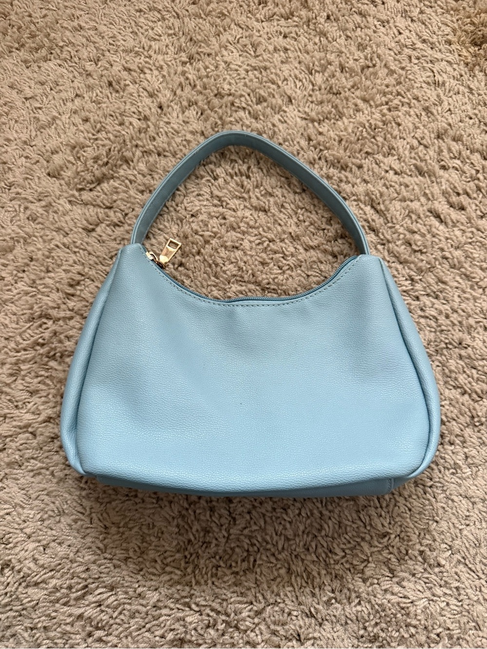 Classic Light Blue Shoulder Bag - Minimalist Everyday Purse